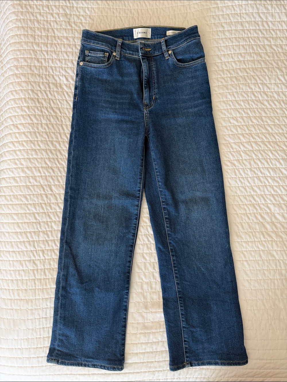 Frame Denim Classic Indigo le sleek Straight-Leg Jeans, ankle cropped